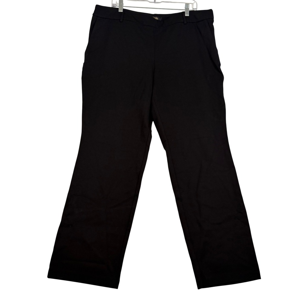 Dalia Womens Black Straight Leg Dress Pants Stretch Work Trousers XXL